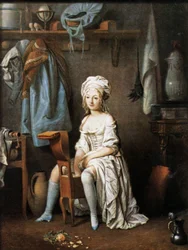 Die Morgentoilette: Frau auf einem Bidet